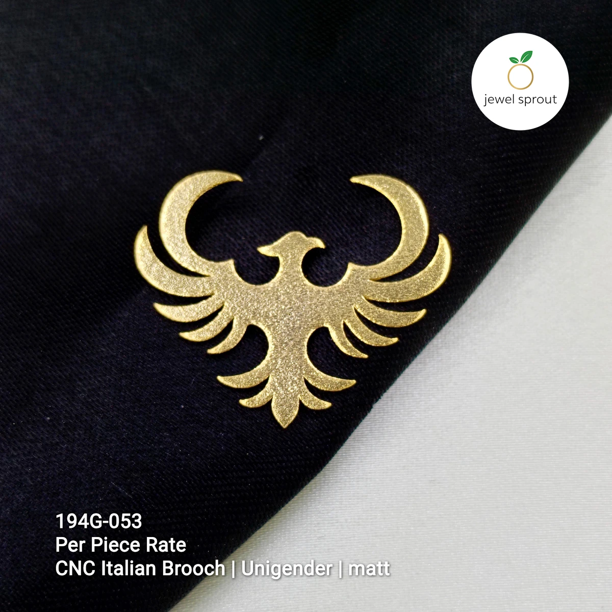 Elegant Italian CNC Gold Brooch - 925 Sterling Silver