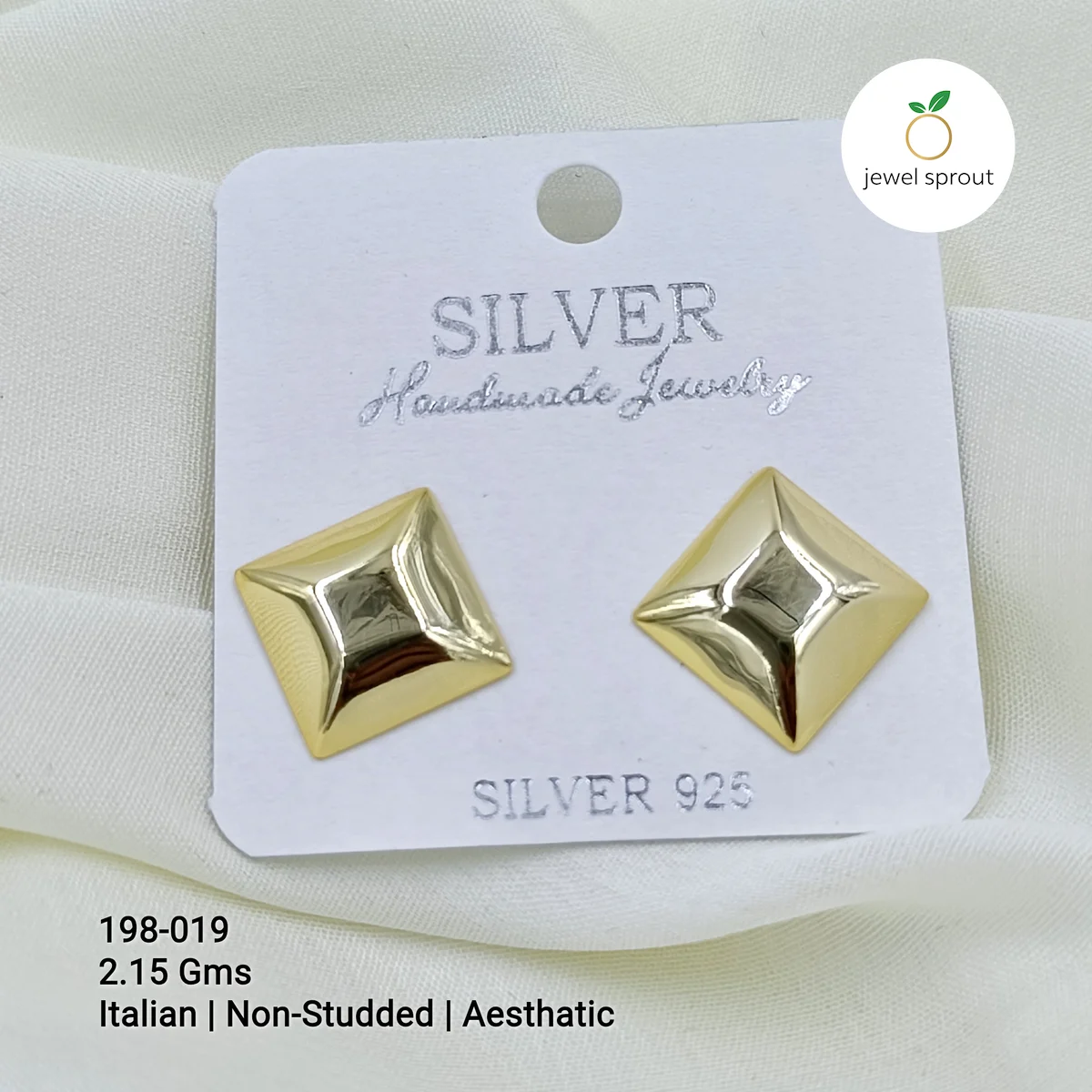 Stylish Italian Non-Studded Earrings - 925 Sterling Silver