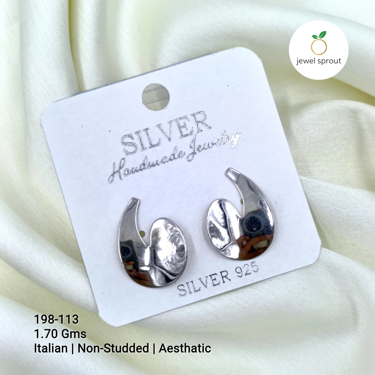 Aesthetic Italian Non-Studded Earrings in 925 Sterling Silver