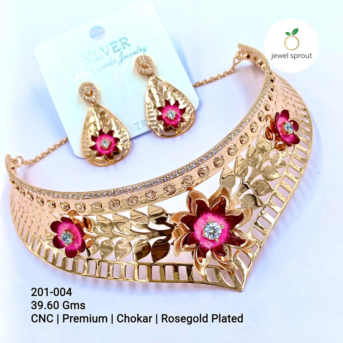 Elegant CNC Chokar Necklace - Premium Rosegold Plated