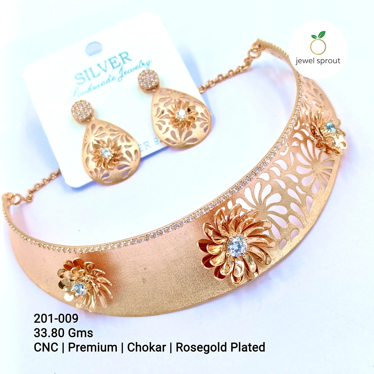 Elegant CNC Chokar Necklace - Premium Rosegold Plated Design
