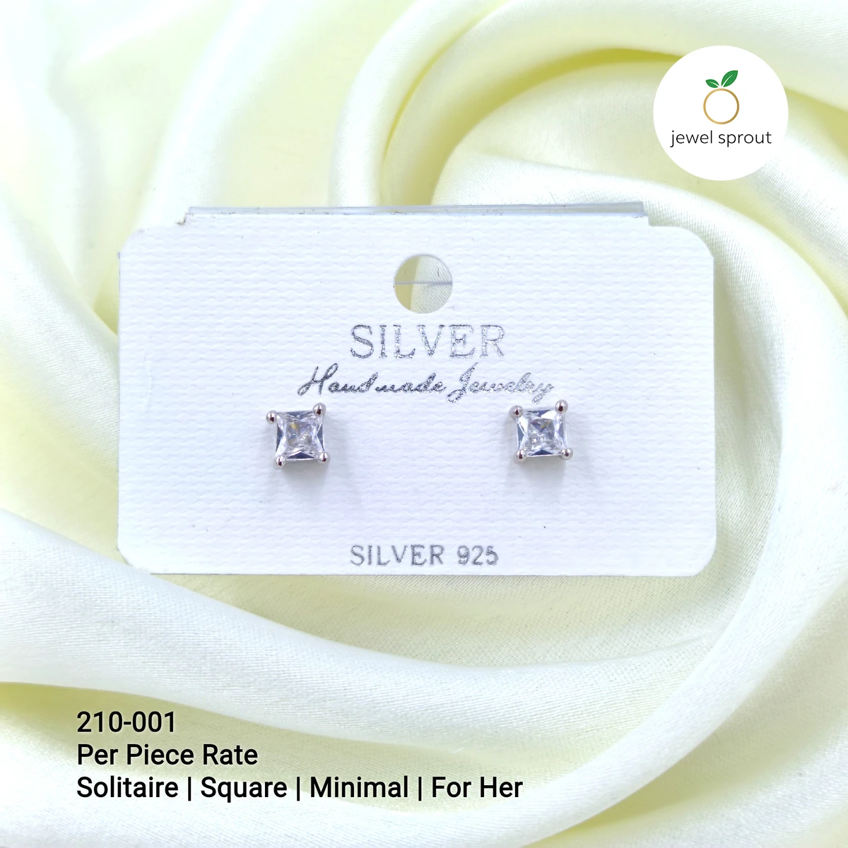 Minimalist Square Solitaire Stud Earrings for Her