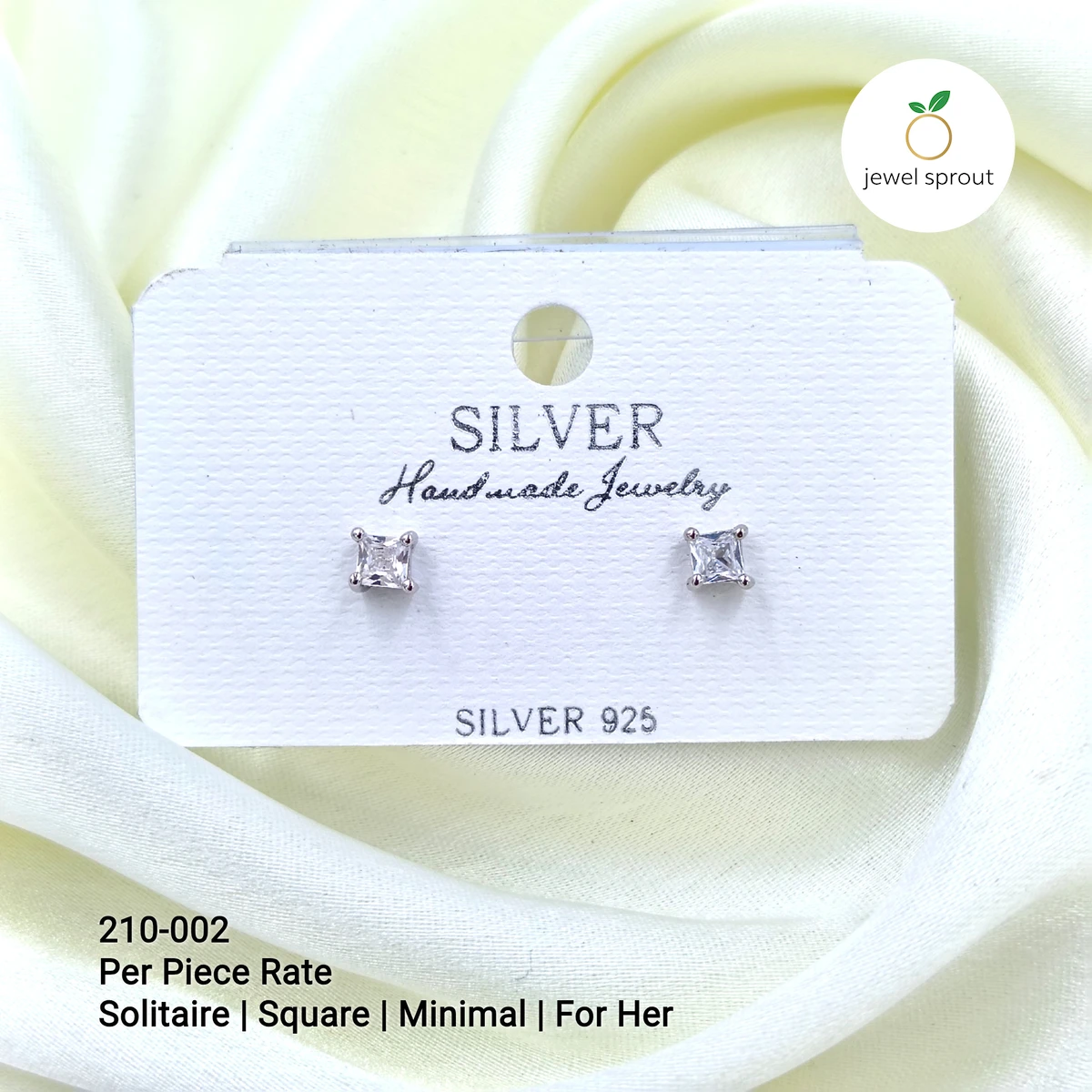 Minimalist Solitaire Square Stud Earrings for Her