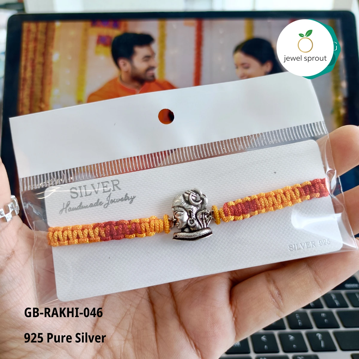 Elegant Rakhi with Multi-Color Beads - 925 Sterling Silver