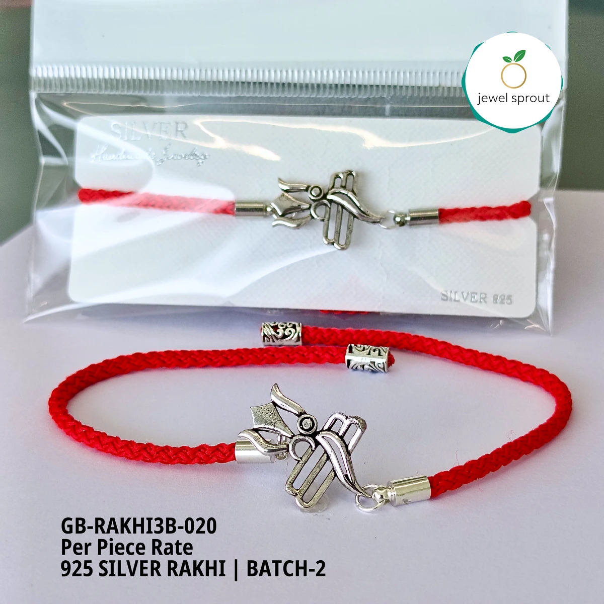 Elegant 925 Sterling Silver Rakhi V3B - Handcrafted Design